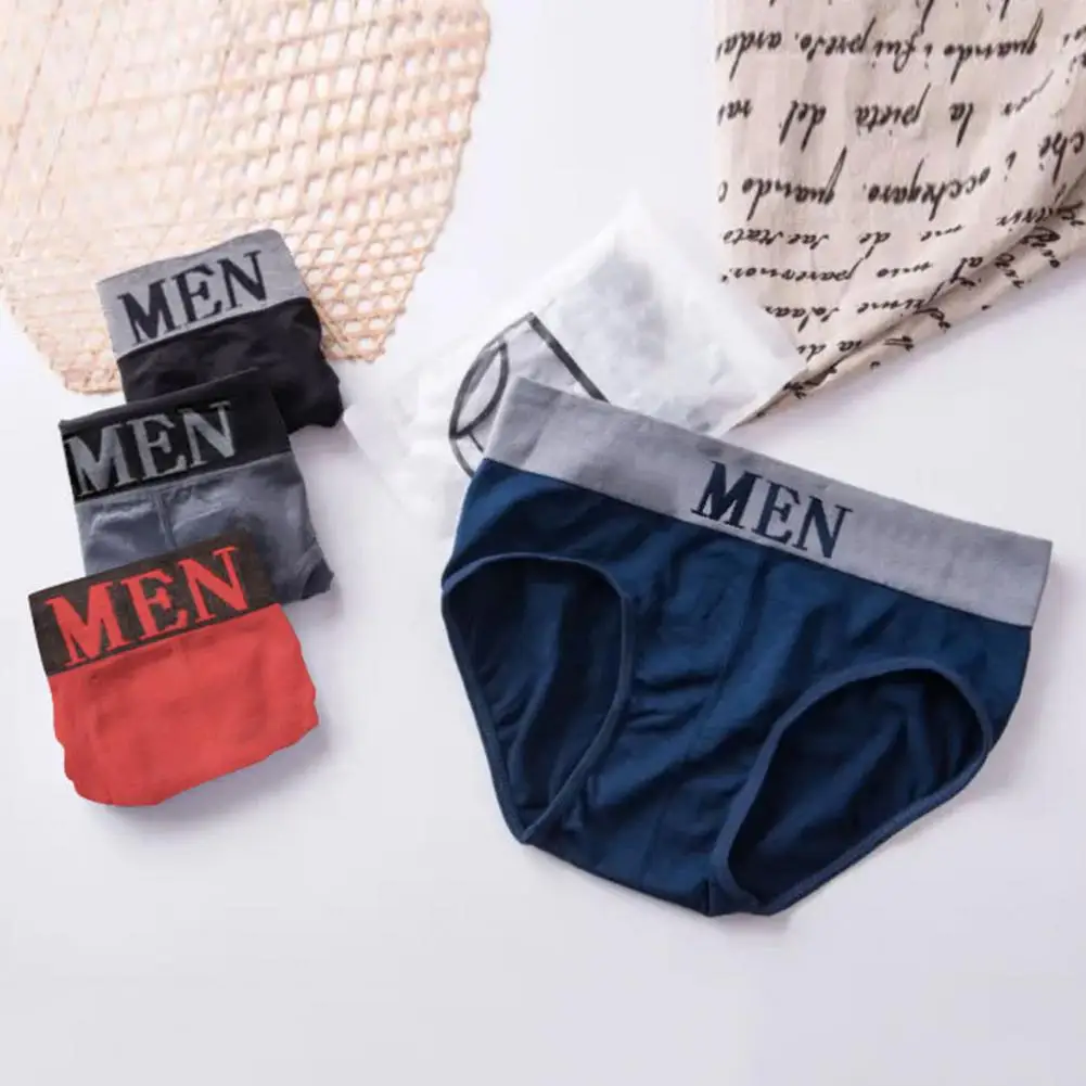 Men Underpants Men's Seamless Letter Print Briefs with Elastic Waistband Soft Breathable Quick Dry Underwear for Men Anti-septic
