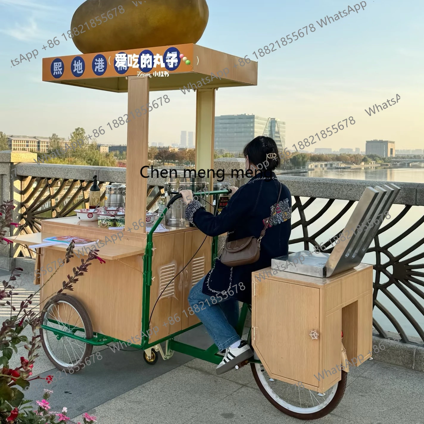 Night market riding snack car outdoor upside down donkey stall three-wheeled bicycle mobile sales booth car