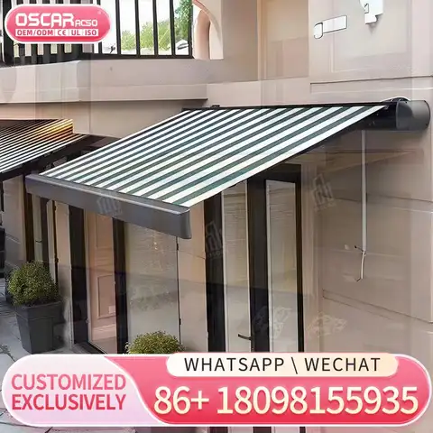 Motorized Retractable Arm Awning Full Cassette Outdoor Patio Garden Veranda Retractable Awning