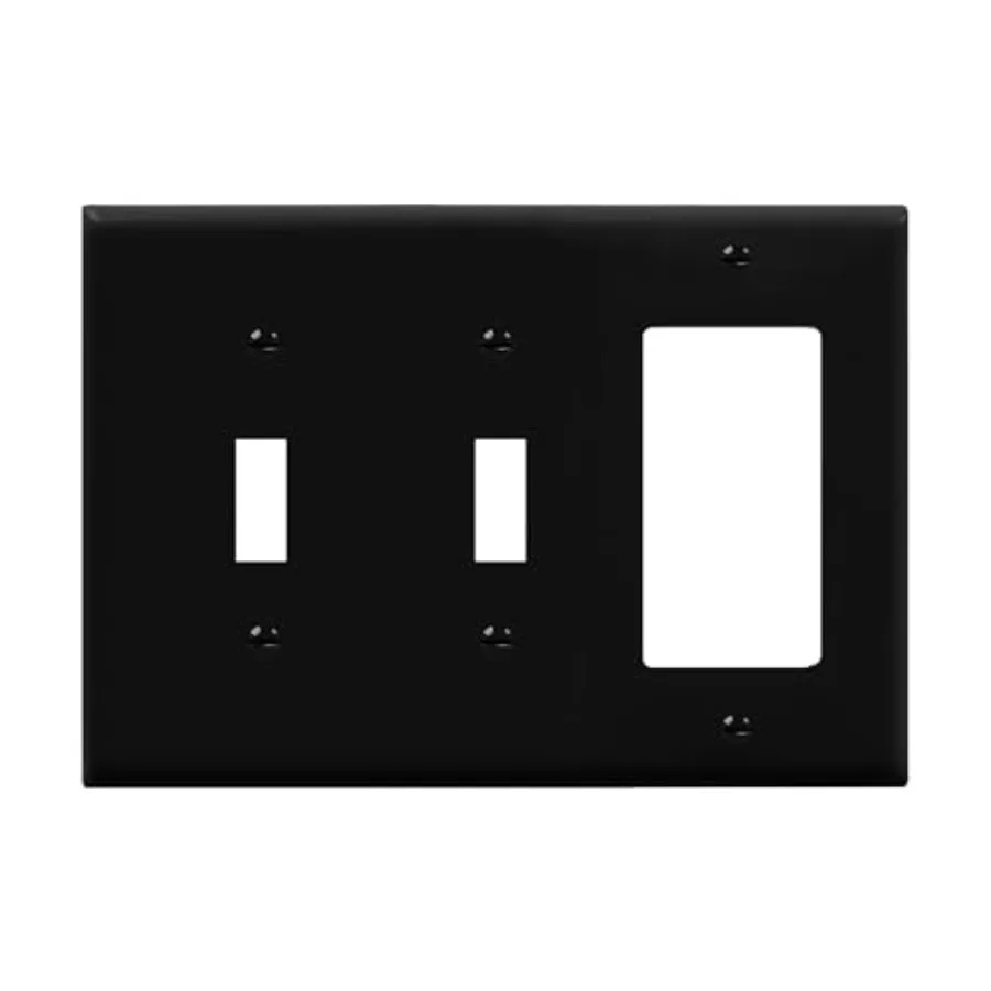 

Combination Triple Light Switch Plate, Double Toggle/Single Decorator Switch, Standard Size 3-Gang 4.5" x 6.38", Polycarbonate