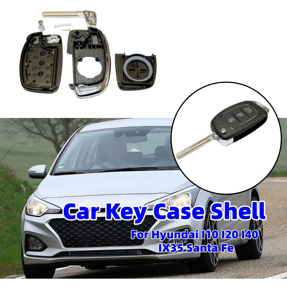 

Car Key Case Shell For Hyundai I10 I20 I40 IX35 Santa Fe Remote Fob 3 Button Folding Key Flip Car Lock Key Shell Accessories