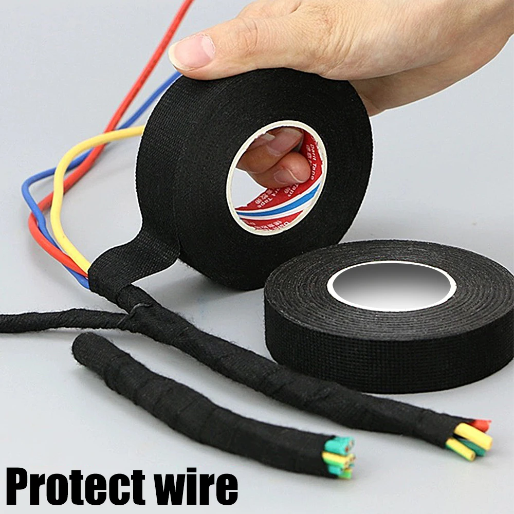Electrical Tape Heat Resistant Wire Harness Bundle Insulation Auto Wiring Fabric Cloth Wrap Black Waterproof Cable Adhesive Tape