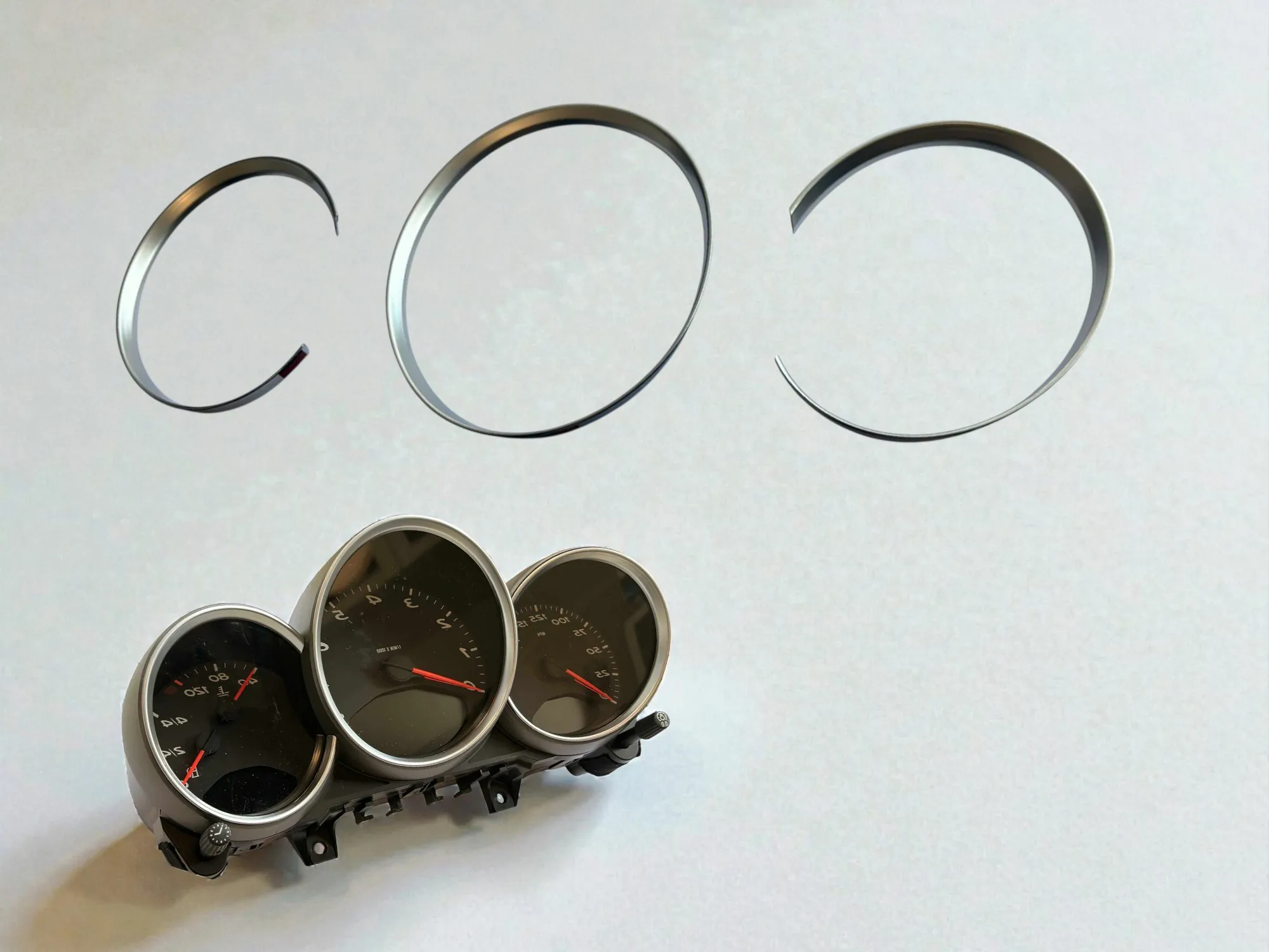 

1 Set 3pcs Matt Chrome Dashboard Dial Gauge Rings Bezel Trim for Porsche 981 Cayman Boxster GT4 GTS