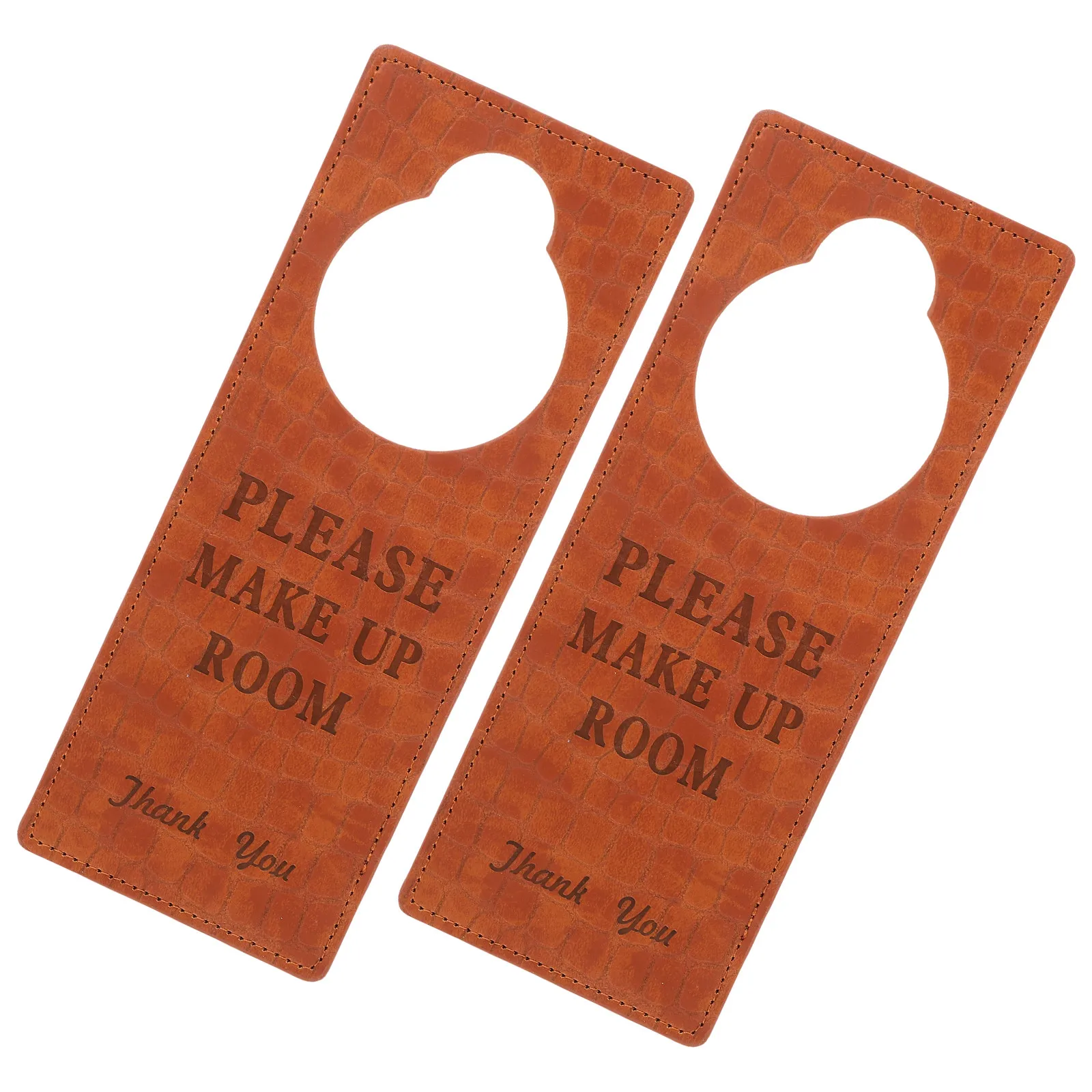 2Pcs Hotel Door Hanger Double Sided Sign Do Not Disturb Please Make Up Room PU Door Sign for Inns Offices