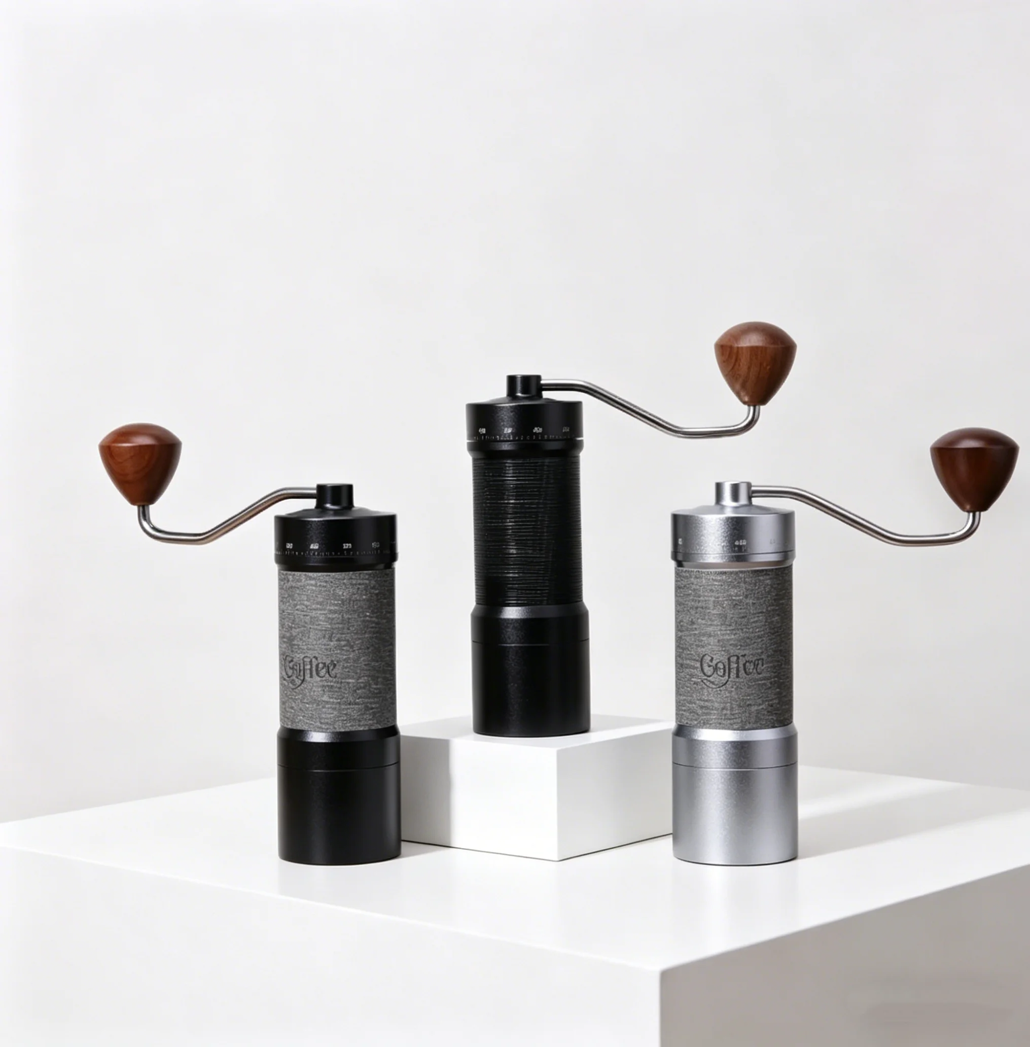 Portable Mini Stainless Steel Conical Burr Manual Coffee Grinder with Leather Accent