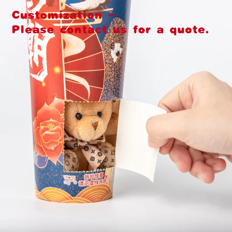 custom.LOKYO Custom Printed Take Away Disposable Surprise Mystery Large Paper Coffee Milk Tea Cup