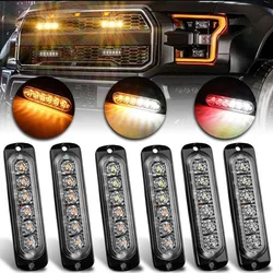 Led strobe light Long Bright 6LED luci della polizia LED luci bianche della griglia lampada laterale fissa avverte la luce 6000K per camion auto 12V 24V