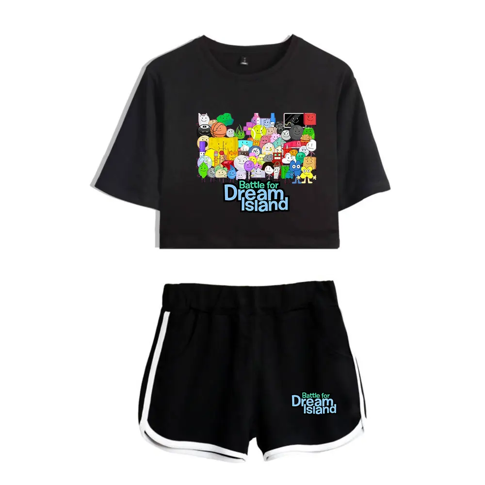 Jacknjellify BFDI Battle For Dream Island Merch Shirts Streetwear Fashion Two Piece Set Shorts+Lovely TShirt Harajuku Women Men 