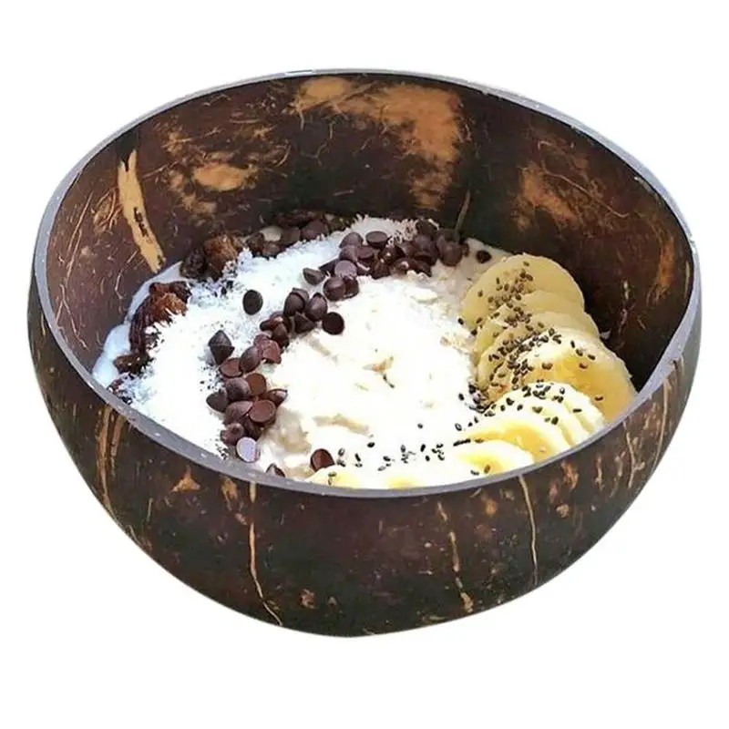 

Coconut Shell Bowl Light Food Container Wood Reusable Bowl Fruit Salad Milkshake Dessert Bowl Natural Coconut Shell Bowls