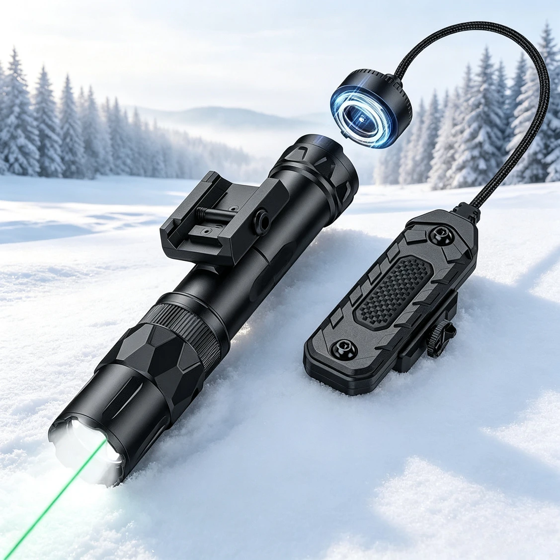 Richfire 2500LM Tactical Flashlight Magnetic Rechargeable White Laser Combo 250M Hunting Light 21700 Battery Picatinny Rail