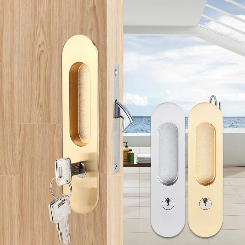 Sliding Door Lock Handle Anti-theft with Keys For Barn Wood Furniture Hardware Door Latch Lock for Double Doors Cerradura