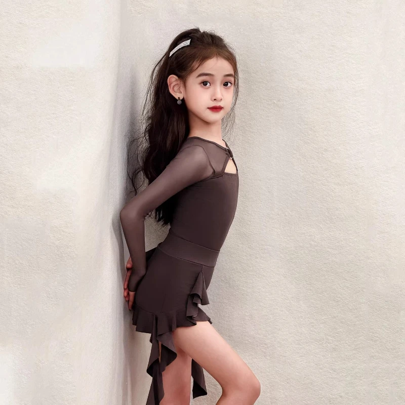 Profesjonalna sukienka do tańca latynoamerykańskiego dla dzieci, strój na występy taneczne: tango, salsa, samba, taniec towarzyski, kostium sceniczny.