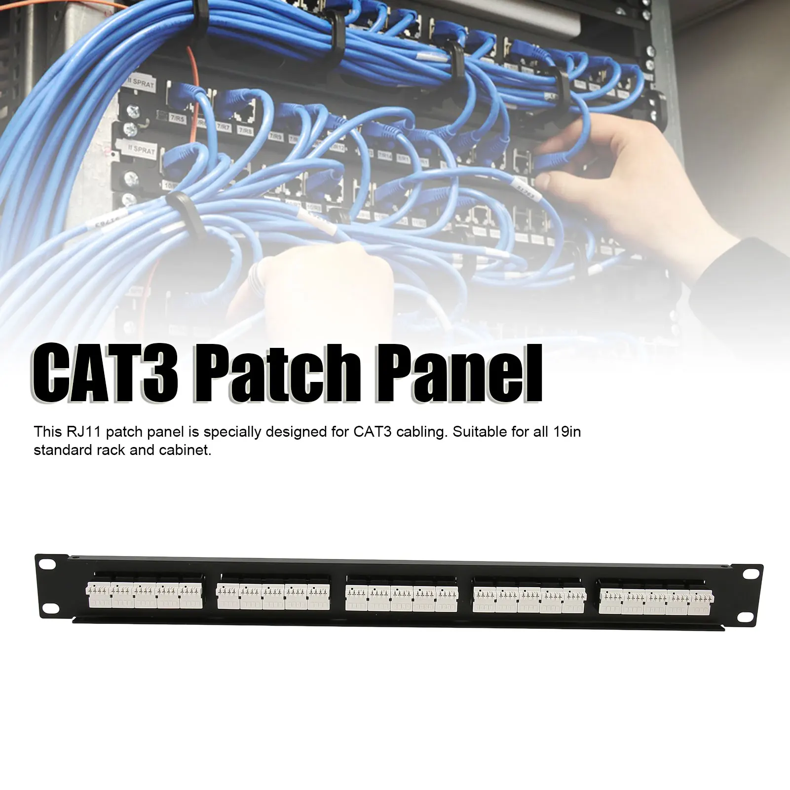 

RJ11 Through Coupler 25 Ports Anti Interference Gold Plated Pin CAT3 Patch Panel for 19 Inch Rack Cabinet RJ11 Through Coupler