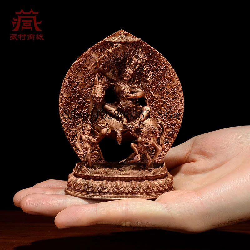 Red copper carving《Lucky Goddess of Heaven》Portable small bronze statue for home use, suitable for indoor living rooms, hallways
