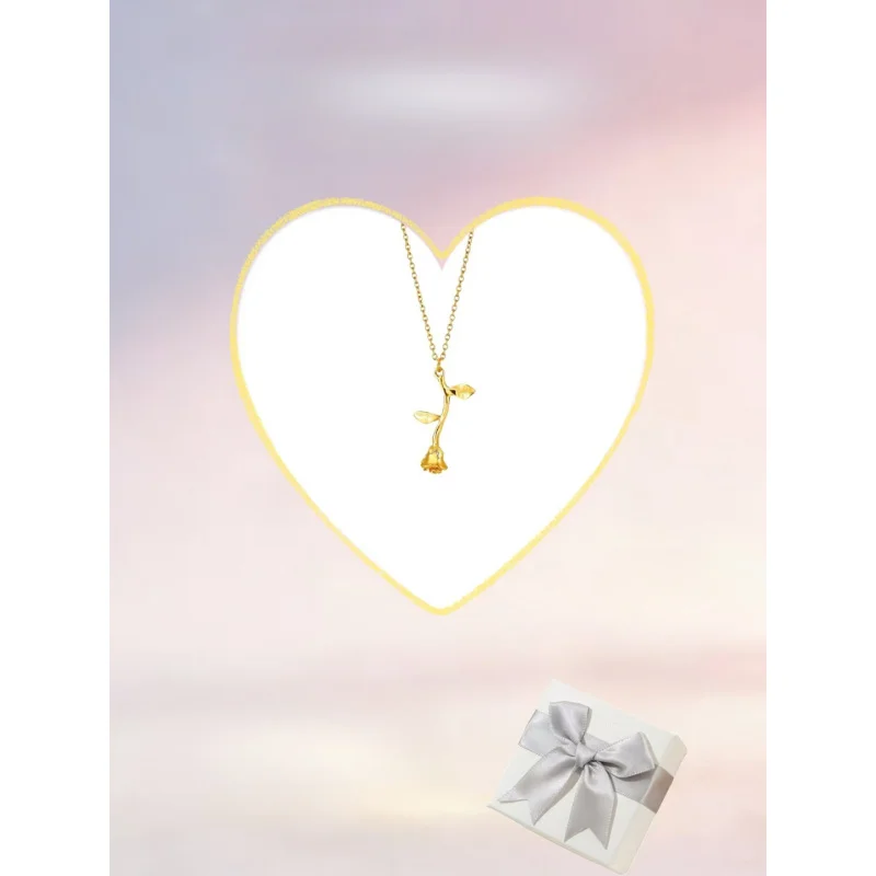 

Elegant 925 Sterling Silver Rose Pendant Necklace - 3-Color Bow Gift Box Holiday Gift for Women Christmas Birthday Valentine’s D