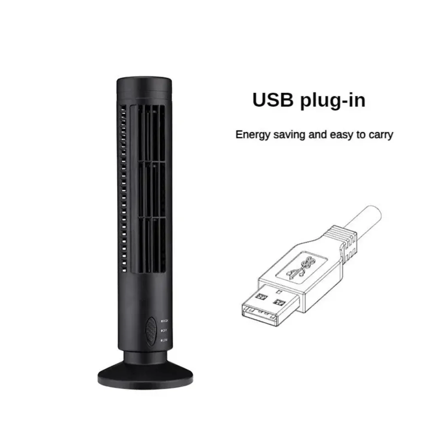 Efficient and silent small bladeless cylinder tower fan for optimal atmosphere in office and bedroom - Ideal desktop fan with sp