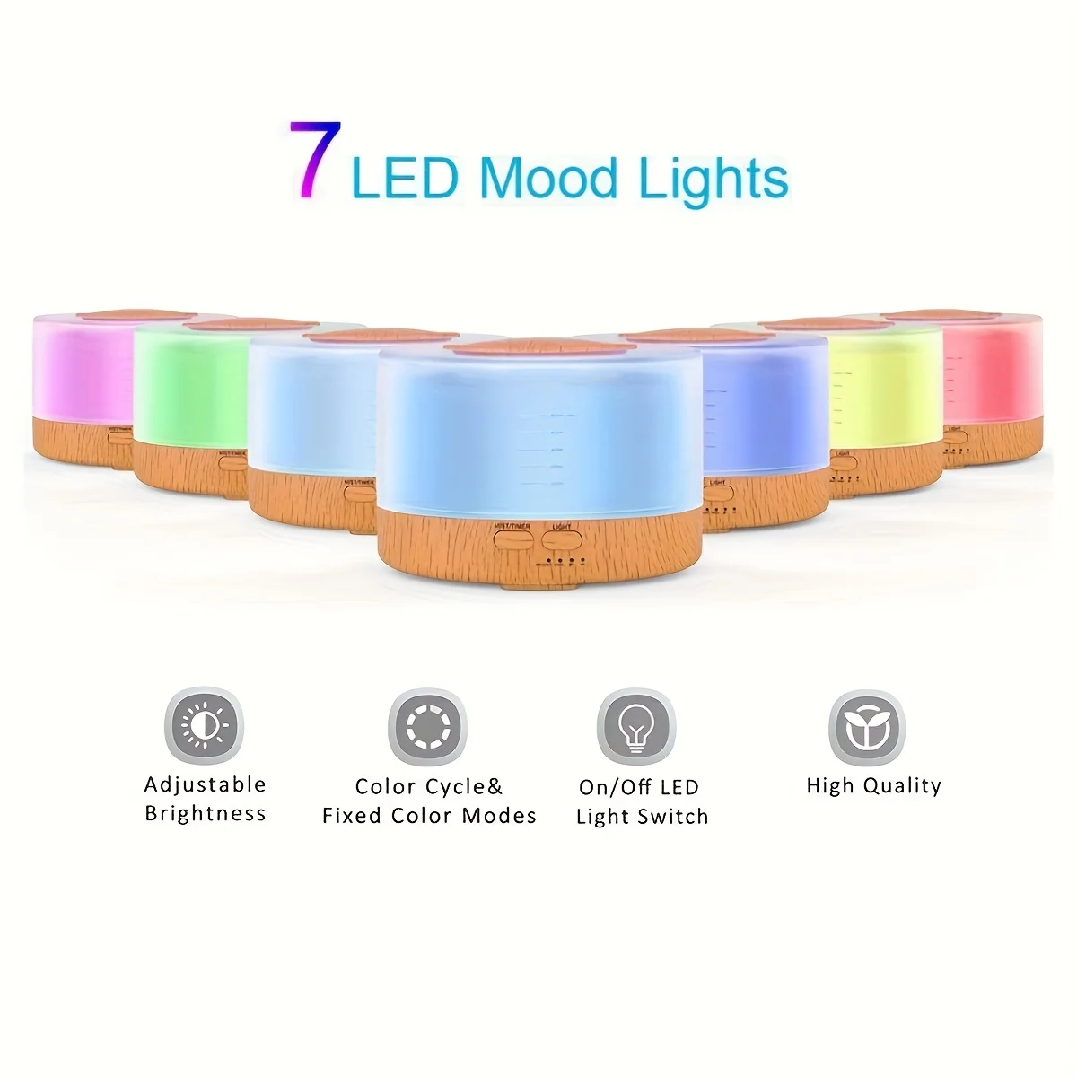 Diffusore di olio essenziale Premium da 16.91 once, umidificatore per vaporizzatore di olio profumato per aromaterapia ad ultrasuoni 5 In 1, Timer e spegnimento automatico Saf