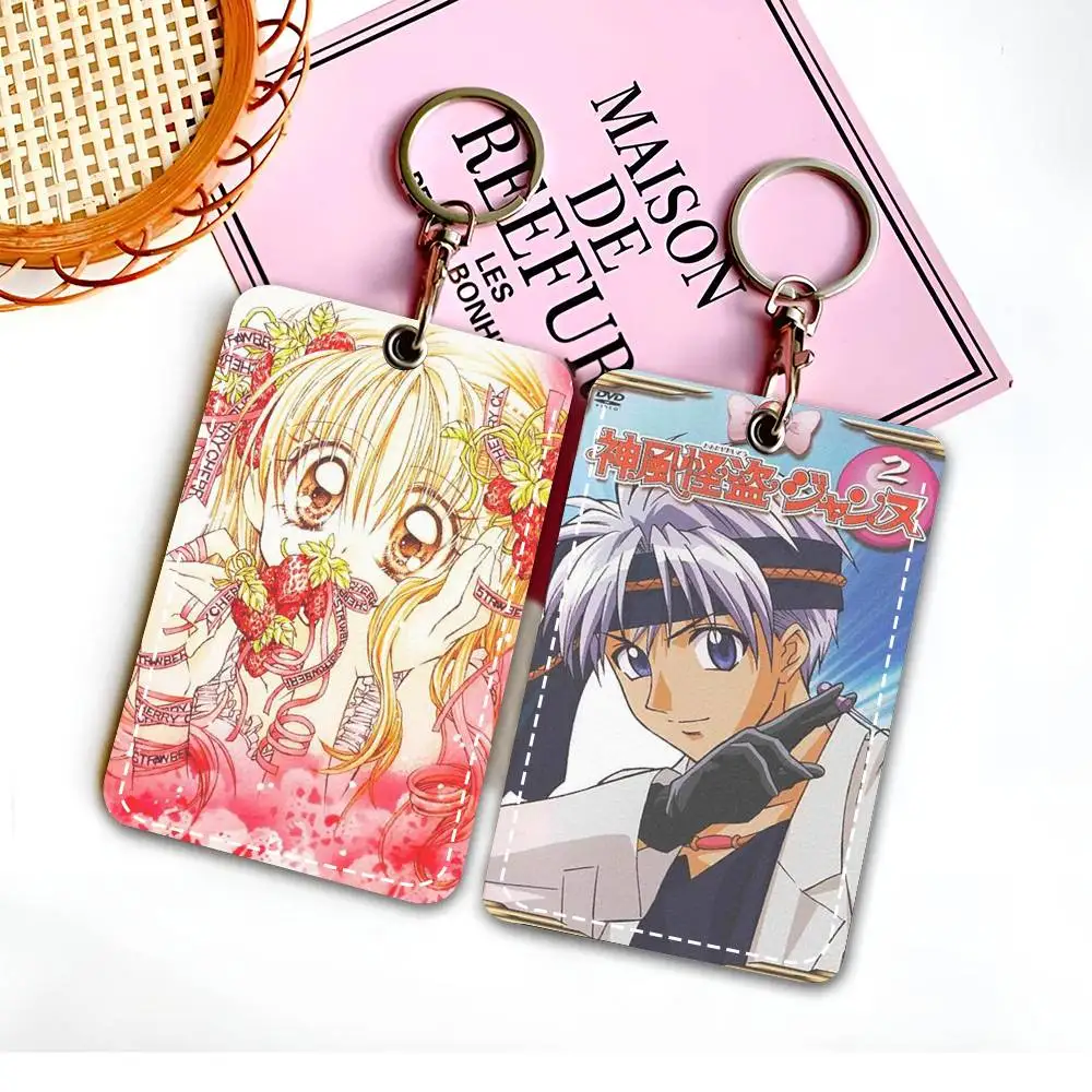 Phantom Thief Jeanne PU Leather Card Holder Keychain Key Ring Door Lock Access Tags ID Card Case Keychain Card