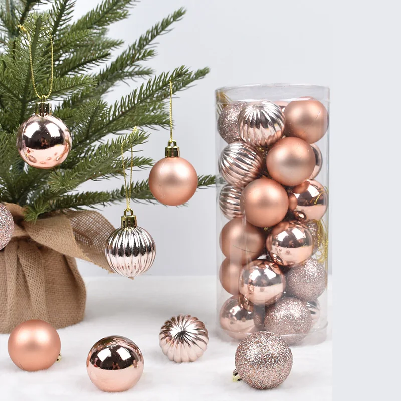 Pendentif décoratif en plastique pour sapin de Noël, boule de Noël colorée, mise en scène du nouvel an à la maison, 4cm, 24 pièces