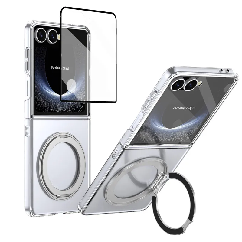 Магнитный чехол с кольцом для беспроводной зарядки Magsafe для Samsung Galaxy Z Flip 8 7 Fe 6 5 4 3 Flip8 5g, защитная пленка для экрана