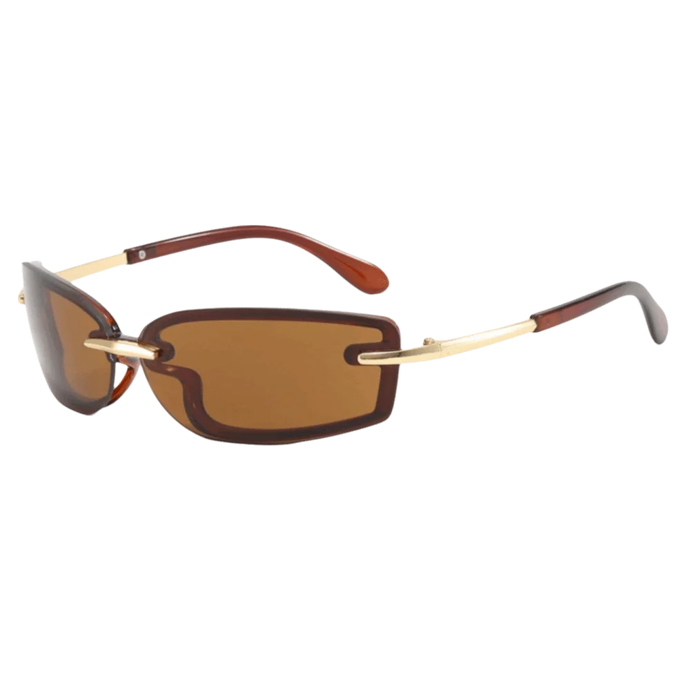 

Futuristic Metal Candy Color Rimless Sunglasses PC Y2K UV Protection Sun Glasses Wrap Around Frameless Eyewear Cycling