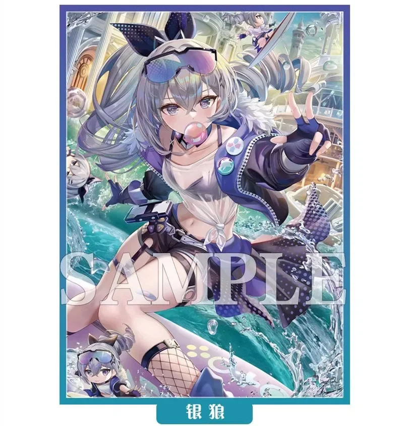 ゲーム Honkai スターレールカードスリーブアニメシルバーウルフホログラフィックスリーブカードプロテクターケースギフト用