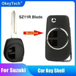 Coque de clé à rabat modifiée pour Suzuki Swift Grand Vitara, remplacement du boîtier à distance, lame non coupée HU133R, lame SZ11R, accessoires auto, Alto SX4