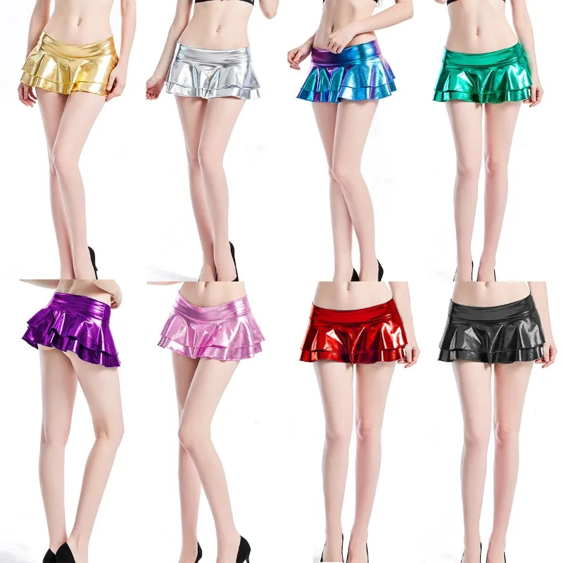

Leather Double Layer Skirt Low Waist Performance Costume Modern Dancewear