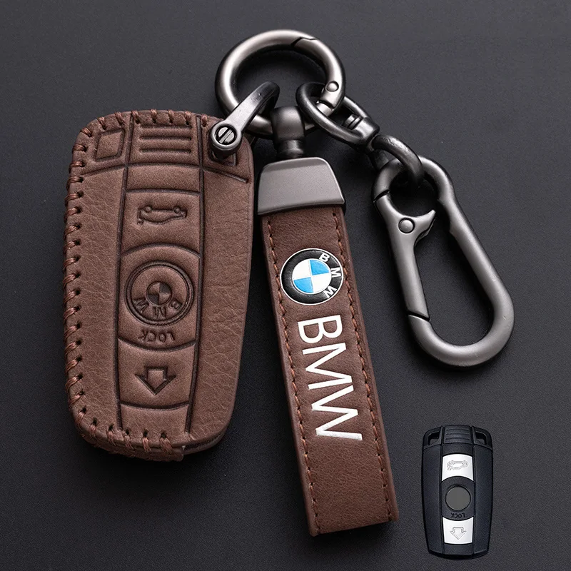 

Leather Car Key Case Cover Shell For BMW E90 E60 E70 E87 3 5 6 Series M3 M5 X1 X5 X6 Z4 E71 E72 E88 E89 E91 E92 Auto Accessories