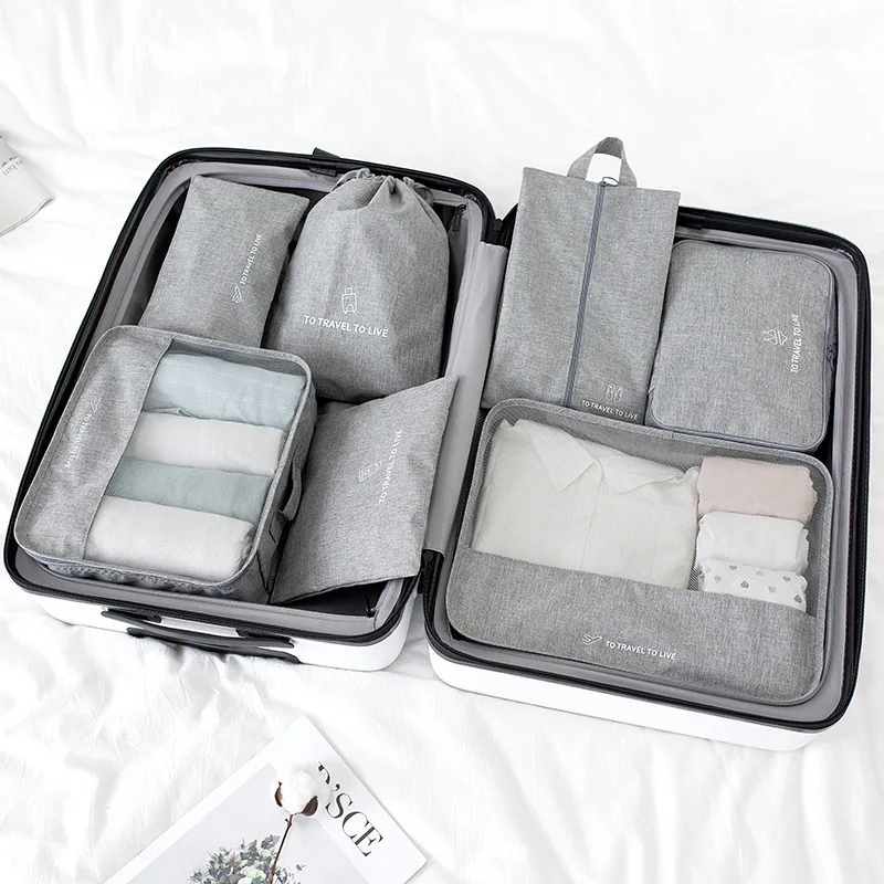 

7 Pieces Set Clothes Travel Organizer Bags Suitcase Packing Cube Storage Cases Cosmetic Clothes Shoe Bag Luggage Tidy Pouch