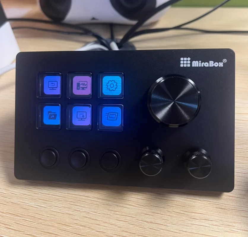 Mirabox N3 Macro Streamdeck Mini Keyboard dengan Layar LCD, Tombol Putar, Panel Kontrol Visual yang Dapat Disesuaikan untuk PC Gaming, Streaming, Studio