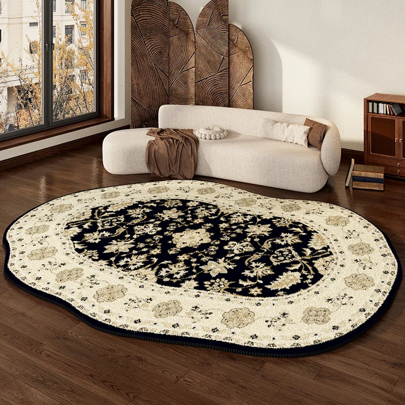 VIKAMA Shaped Living Room Carpet New Retro Light Luxury Sofa Coffee Table Thickened Floor Cushion Bedroom Bedside Rugs