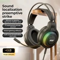 RGB Cool Lighting Wired Earphones Low Latency Headphones with Mic Breathable Comfortable Earbuds Surround Sound Effects for Game 5