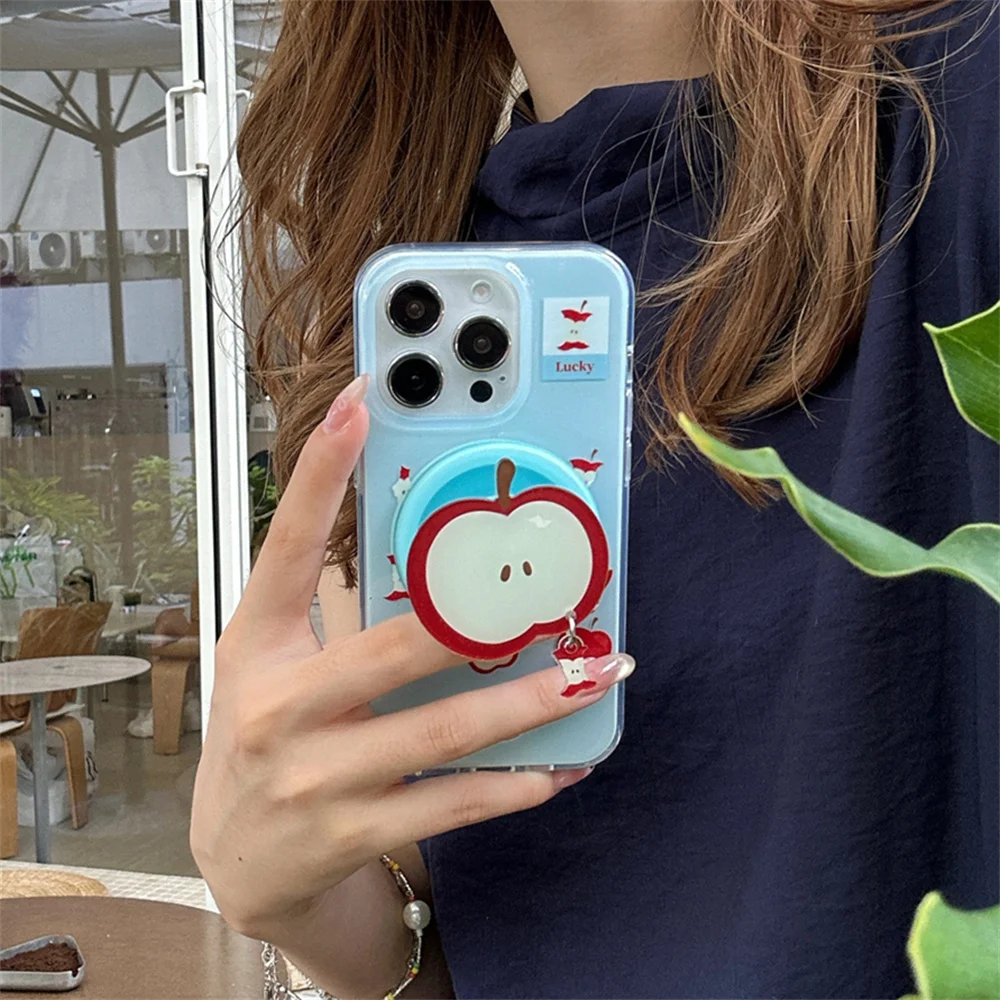 

Korean INS cute Apple magnetic stand phone case for iPhone 13 14 15 16 Pro Max 13 Pro cover luxury with holder protective cover