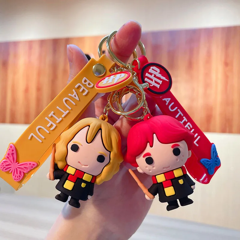 Harried Potter Keychains Hermione Ron Voldemort Doll Keyring Movie Peripherals Cute Car Keys Keychain Toys for Couples Children