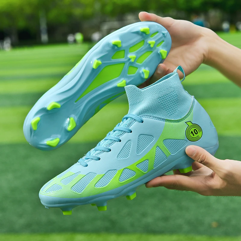 

Professional Soccer Shoes Men Outdoor High-Top Sports Football Boots Long Spikes Artificial Grass Training Football Sneakers