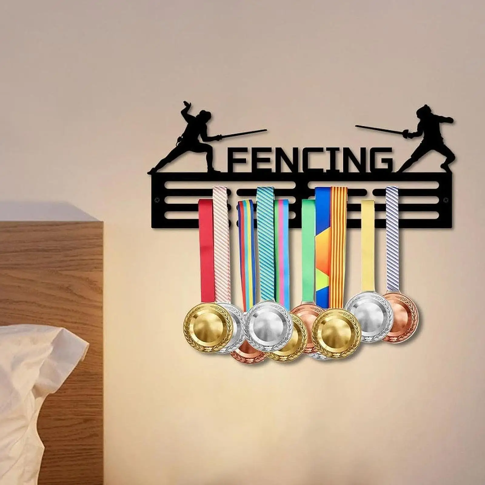 Medal Hanger Wall Mounted Sturdy Metal Rack Frame Display Holder Shelf for Running Medals Sports Race Runner Gymnastics Plaques
