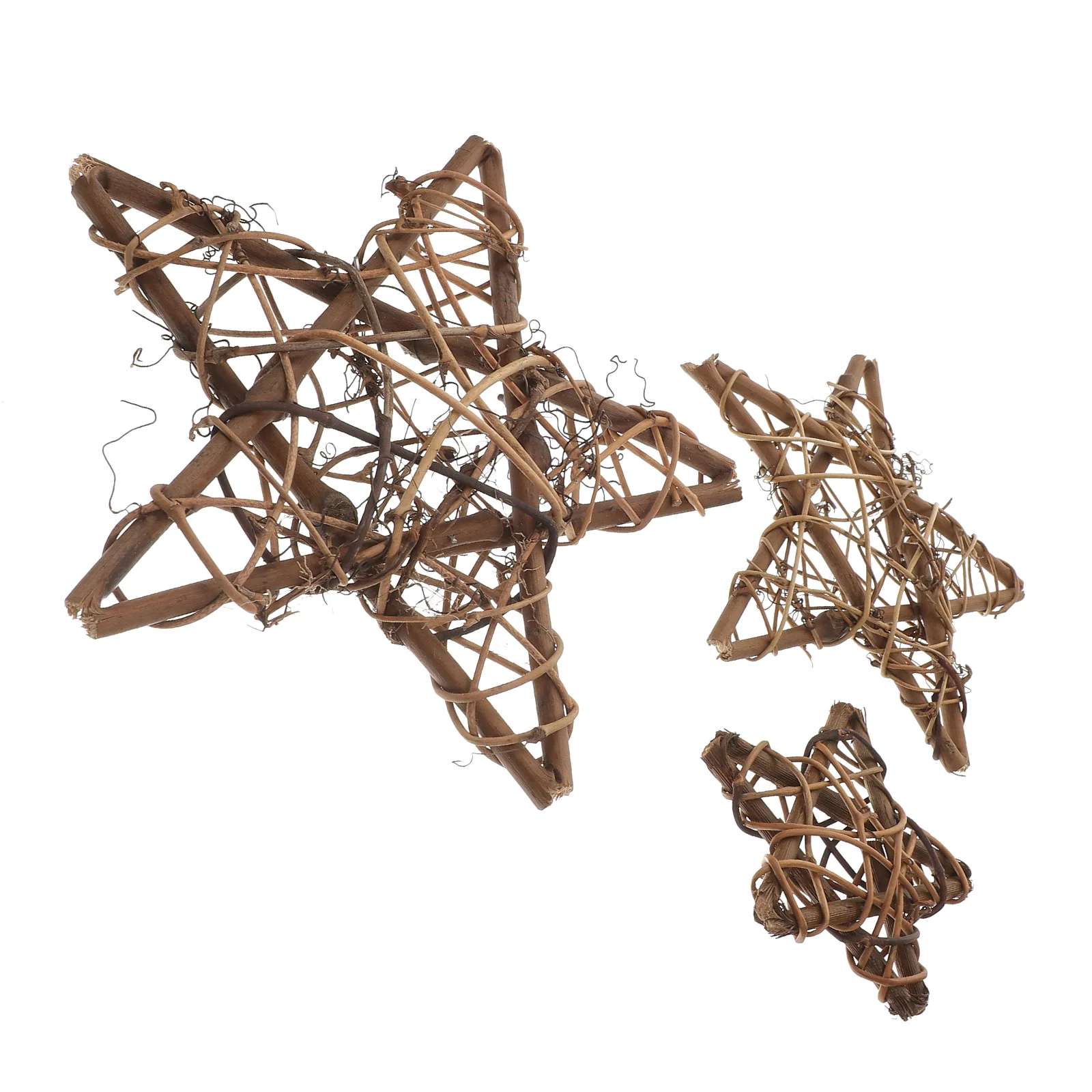 3 Pcs Rattan Garland Hand Woven Rings Country Decor Christmas Star for DIY Wreath Vine Branch Hoops