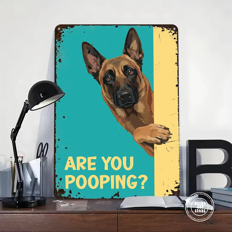 Are You Pooping? Belgian Malinois Tinplate Poster Custom Wall Art Vintage Metal Signs Retro Tin Plaque for Bar Accessories House