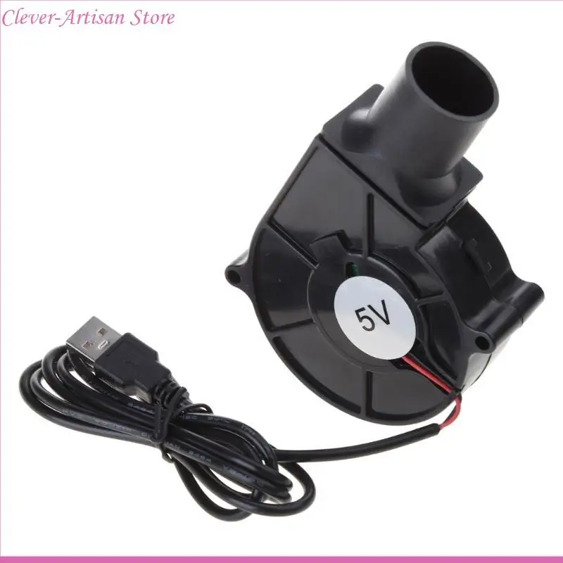 E06B 7530 BBQ Fan 3700RPM Air Blower 5V Barbecue Fan Air Blower Outdoor Camping Grill Cooking Tool