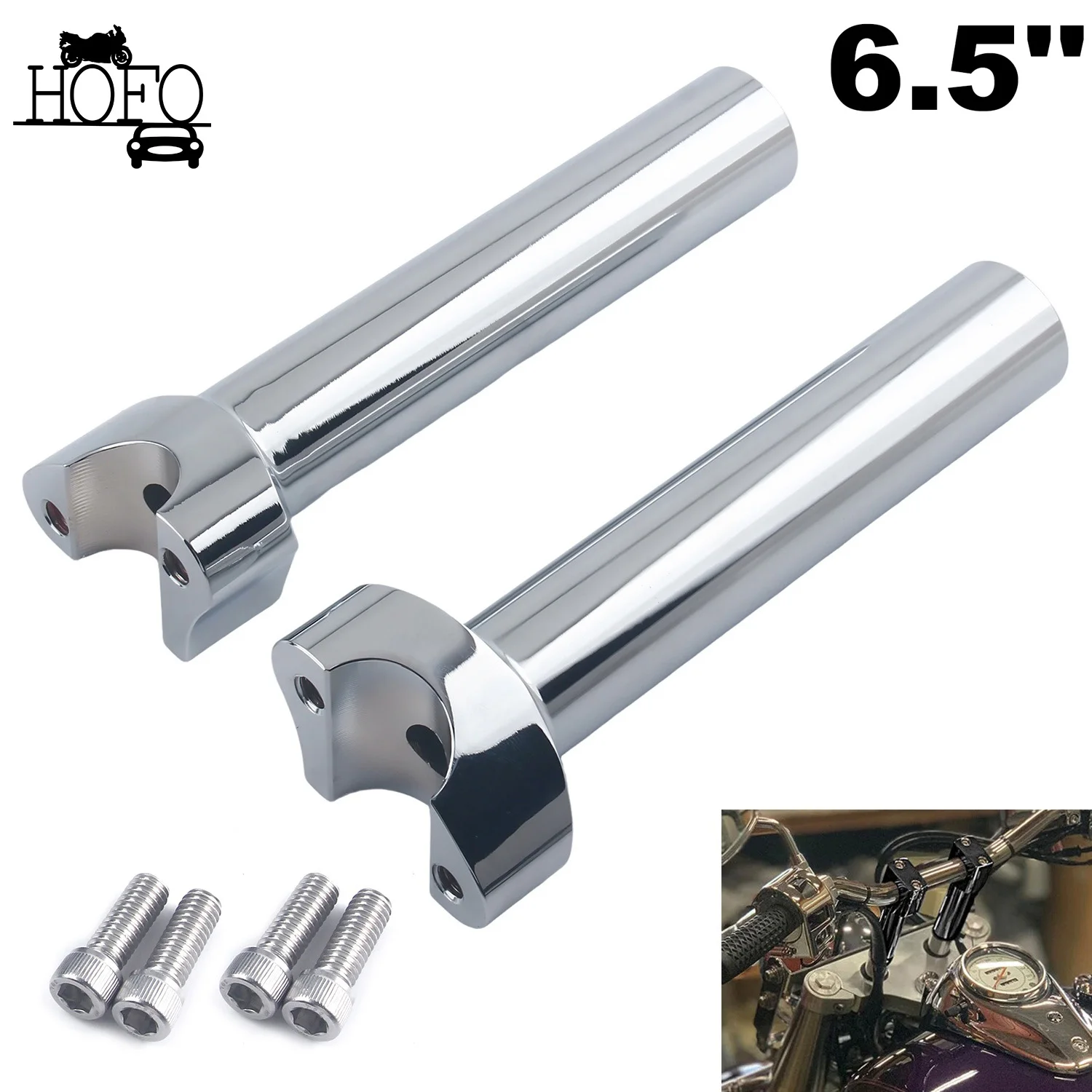 

For Most Harley Dyna / Street bob / Softail / Sportster Chrome 6.5" Motorcycle Handlebar Riser w/Top Clamp Kit