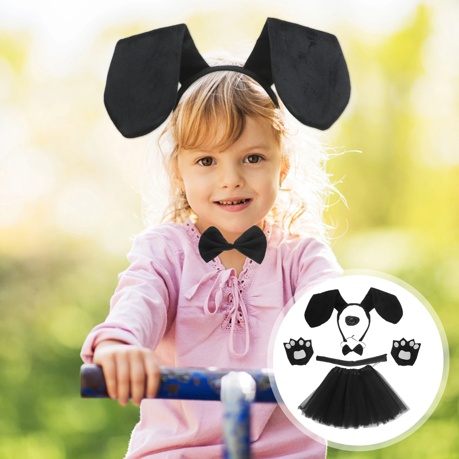 

1 set 1 Set Animal Puppy Ear Headband Set With Tutu Skirt Gloves Tail Fake Nose For Halloween Party Cosplay Costume Dress Up