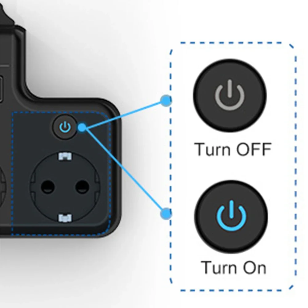 Imagem -04 - Tomada Múltipla eu Branca com Usb Faixa de Alimentação de Vias Comutável Individualmente Suprimentos para Equipamento Elétrico 16a 4000w 1pc