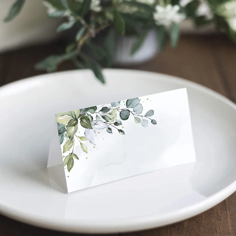 50 Stück Blanko-Tischkarten Faltbare Platzkarten Namenskarten für Hochzeit Party Dekoration Tischkarten-Set für Feiern