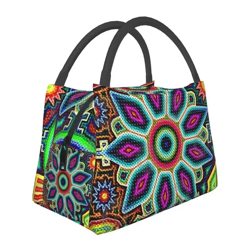 

Huichol, клетчатая Мексиканская изолированная сумка для ланча для женщин, портативный охладитель, Термальный Ланч-бокс, Пляжная дорожная Сумка для кемпинга