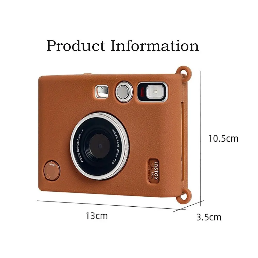 Silicone Instant Camera Case Leather Texture Solid Color Camera Accessories Soft Shockproof Shell for Fujifilm Instax Mini EVO