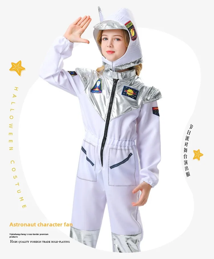 New Year Space astronaut Cosplay Costume White Space Astronaut  Free White Gloves Halloween Christmas Party Dress Up Gift