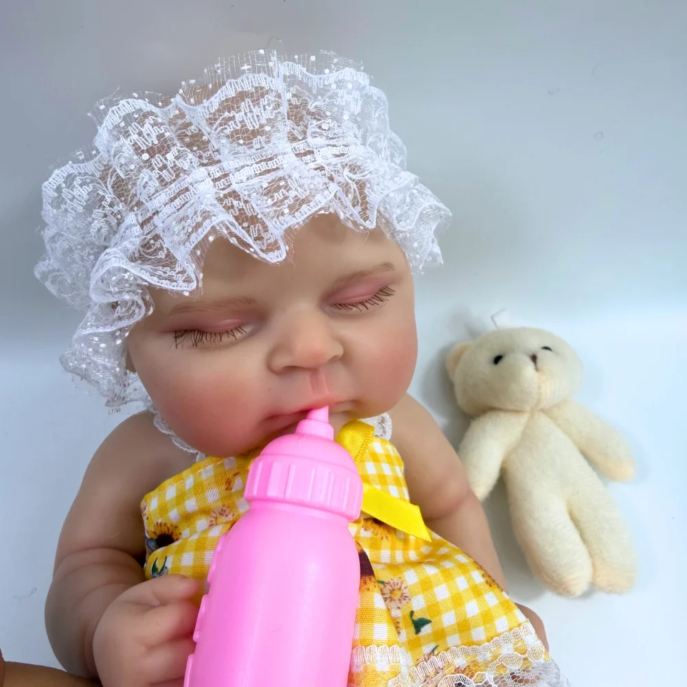 

13.5 Inch Chubby Full Body Silicone Reborn Baby Doll Girl Peaches Soft Solid Silicone Girl Washable Doll Christmas Gift Toy