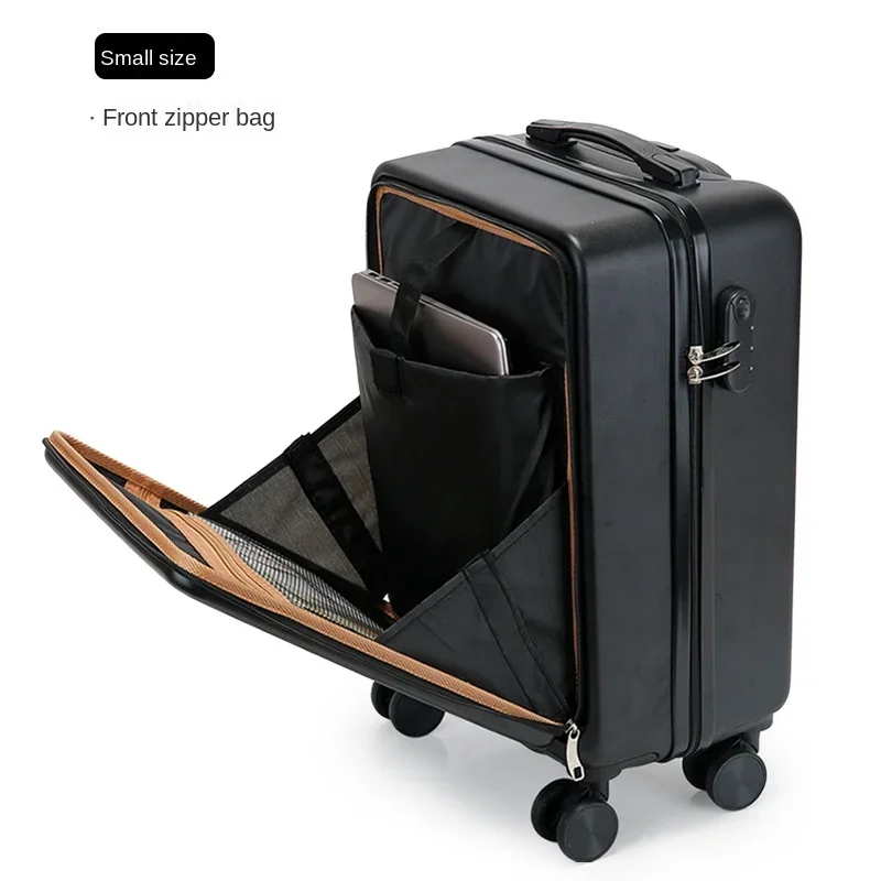 Rolling Luggage Travel Suitcase  Front Open Trolley Case Boarding Box Unisex Large Capacity Trunk Silent Universal Wheel Luggage