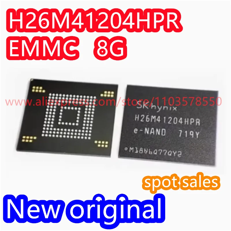 

（5PCS） Brand new original H26M41204HPR font chip EMMC 8G 5.1 version BGA153 ball storage IC